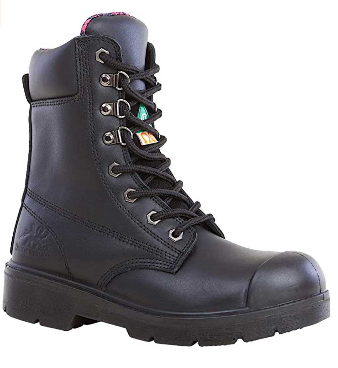 8 inch black steel toe boots