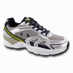 Apex Shoes X523M Boss Runner Men's Comfort Therapeutic Diabetic Athletic Shoe: Silver/Gray