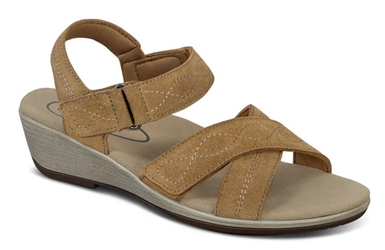 Orthofeet Shoes Holly 62031 Women's Wedge Comfort Sandal: Camel