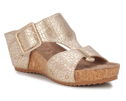 Ros Hommerson Thea 75096 - Women's Comfort Slip-on Wedge Sandal: Gold/Leather