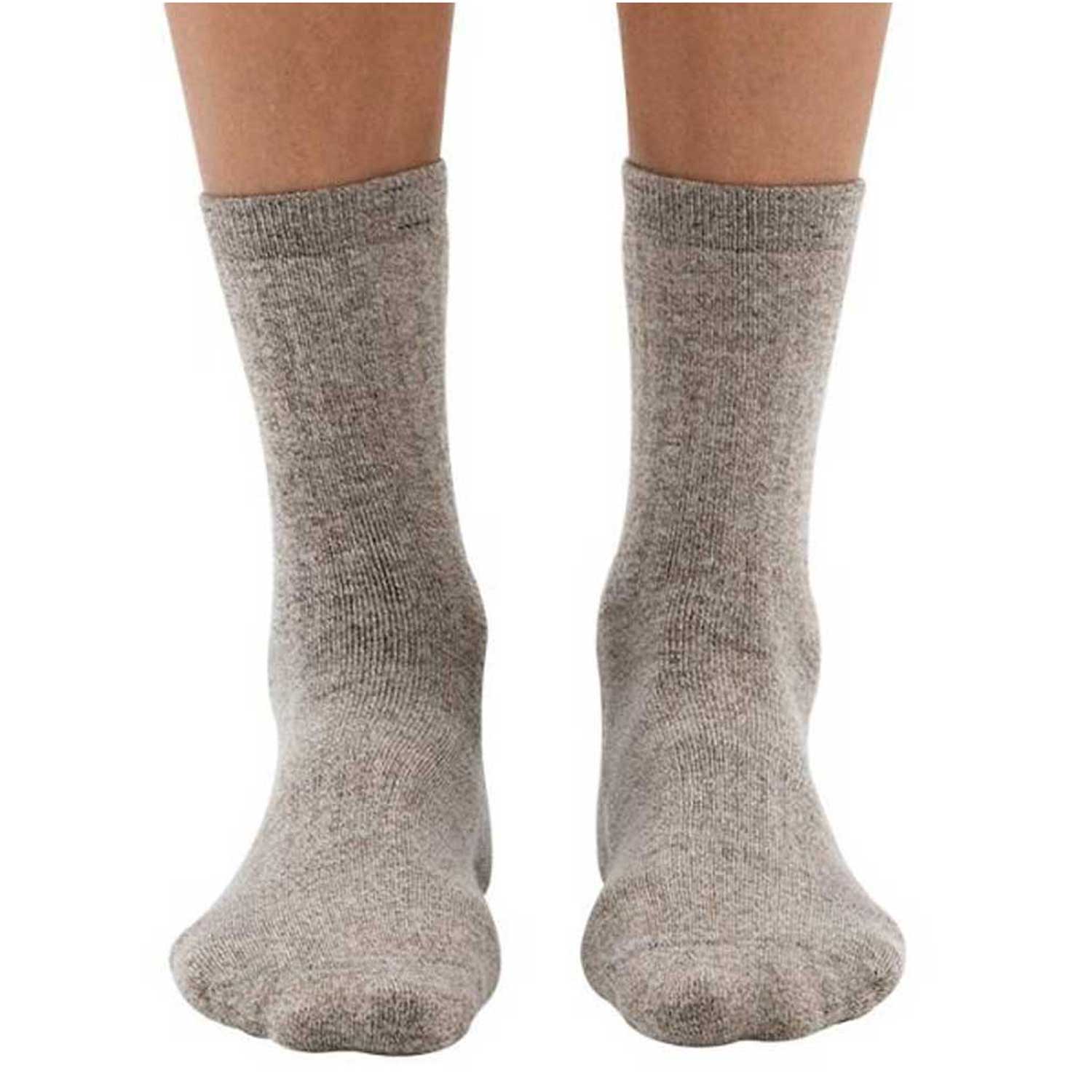 Dr. Comfort Men's Wool Marl Crew Socks - Brown